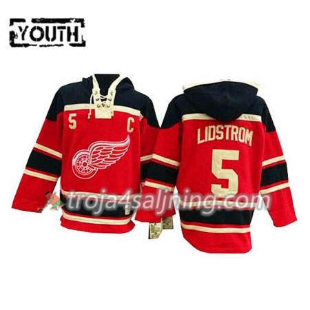 Detroit Red Wings Nicklas Lidstrom 5 Röd Sawyer Hooded Sweatshirt - Barn